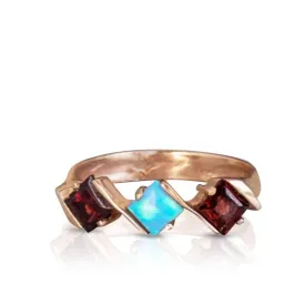 14K Rose Gold Square Red Garnet 4mm Ring