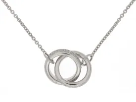 14K White Gold Interlocking Diamond Circles Necklace