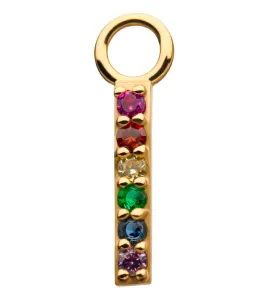 14kt Gold Bar Rainbow CZ Charm