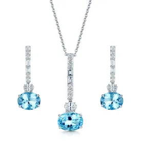 Elegant 18ct White Gold Aquamarine Jewelry Set