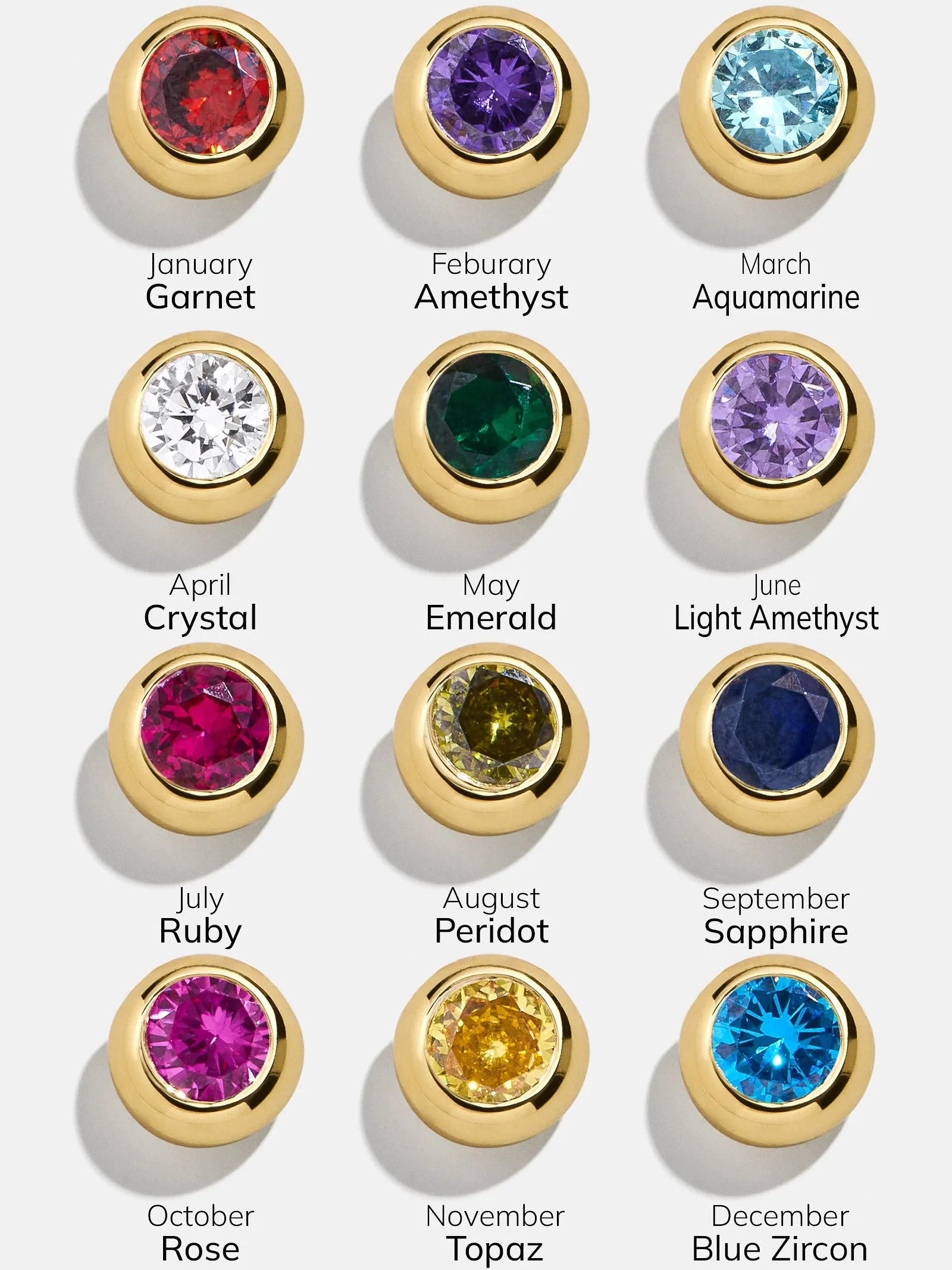 18K Gold Birthstone Stud Earrings - Crystal