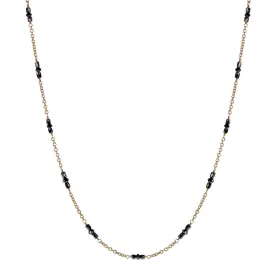 18K Gold Black Diamond Station Chain