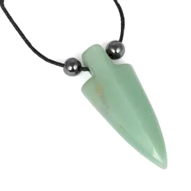 18x44mm Green Aventurine Arrowhead Adj Cord Necklace