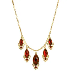 1928 Jewelry Crimson Navette Crystal Radiance Drop Necklace 16"   3" Extension