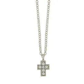 1928 Jewelry Crystal Cross Pendant Necklace 16"   3" Extender