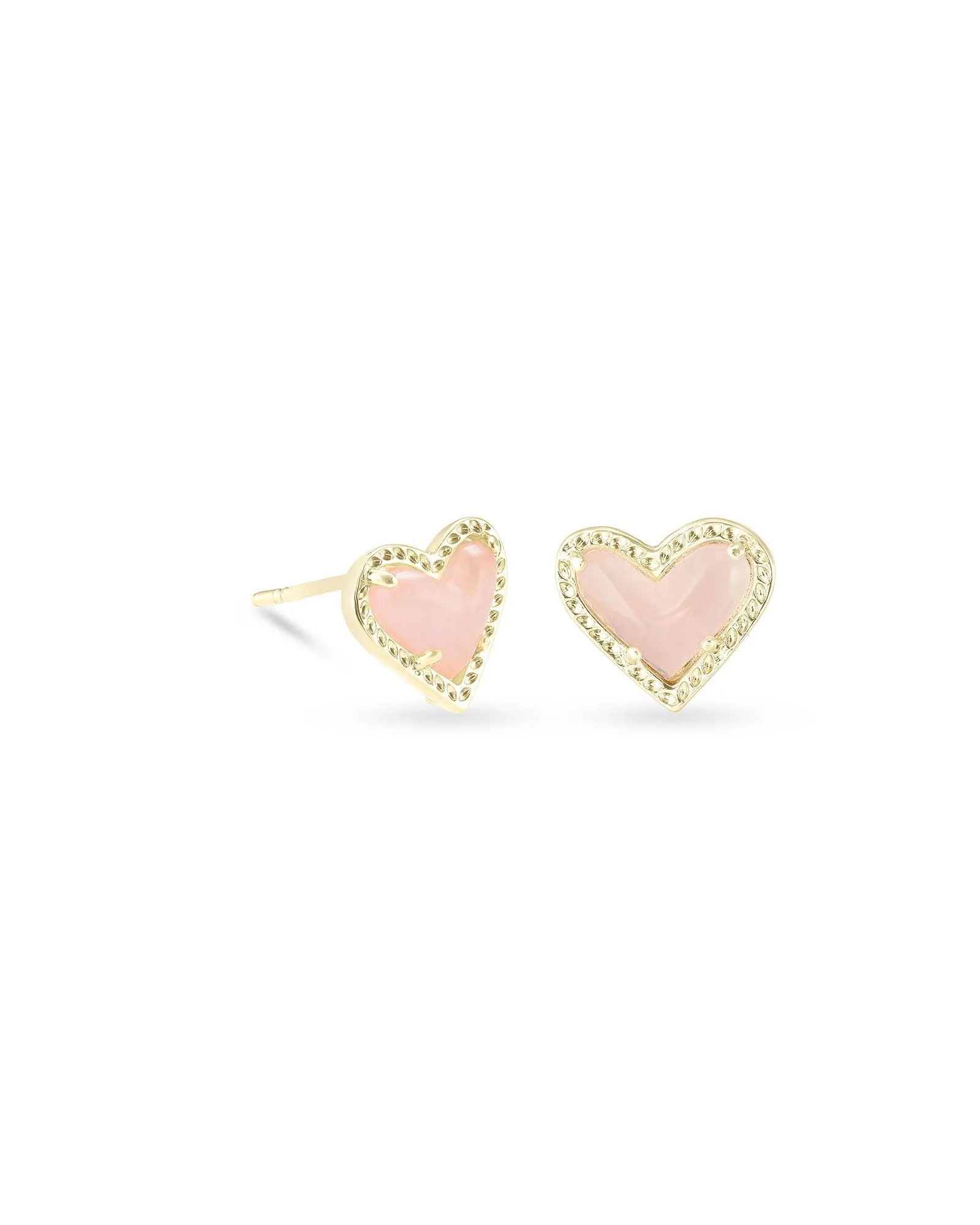 Ari Heart Gold Stud Earring in Rose Quartz