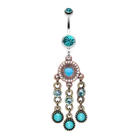 Boho Turquoise Dream Catcher Belly Ring