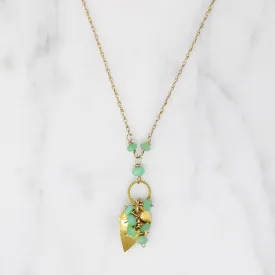 Chrysoprase Cluster with 18k Gold Leaf Necklace by brunet