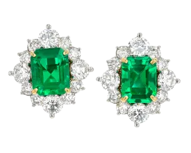 Colombian Emerald Earrings, 3.82 Carats