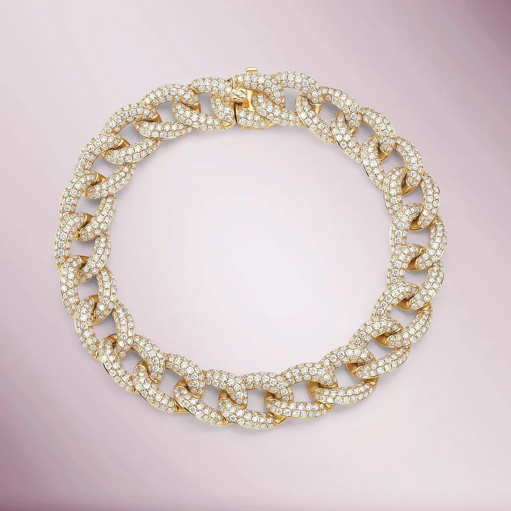 Diamond Link Bracelet (7.36 ct.)   Pave' Setting in 14K Gold