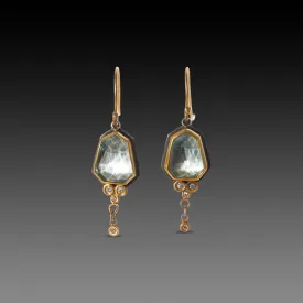 Geometric Blue Topaz Drop Earrings