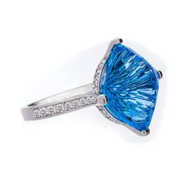 Giardino Collection John Dyer Star Brite Swiss Blue Topaz and Diamond Ring