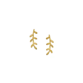 Gold Ash Leaf Ear Climber Earrings