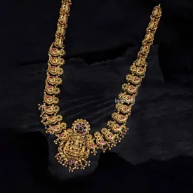 Gold Polish antique annapakshi long necklace