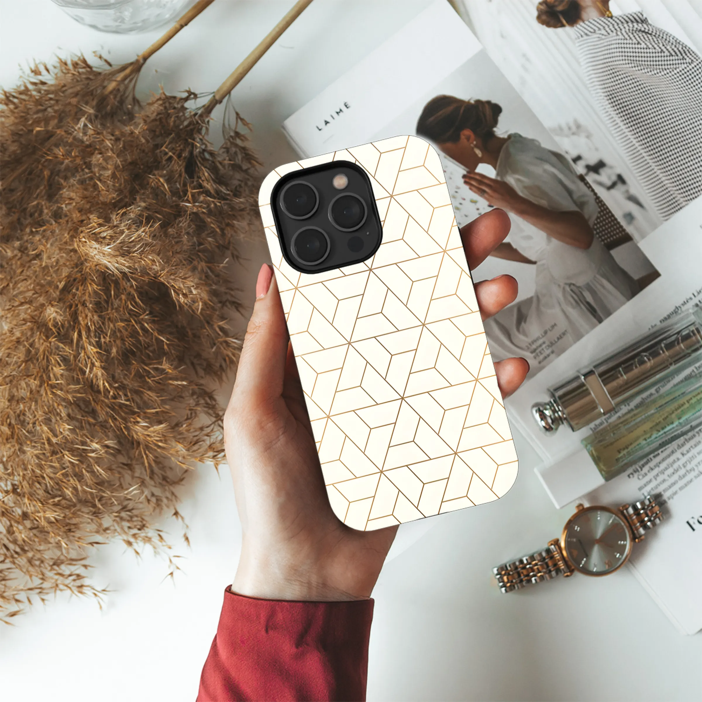 Hexagon Grid Line Triangle Phone Case iPhone Samsung Cover Pixel 3658