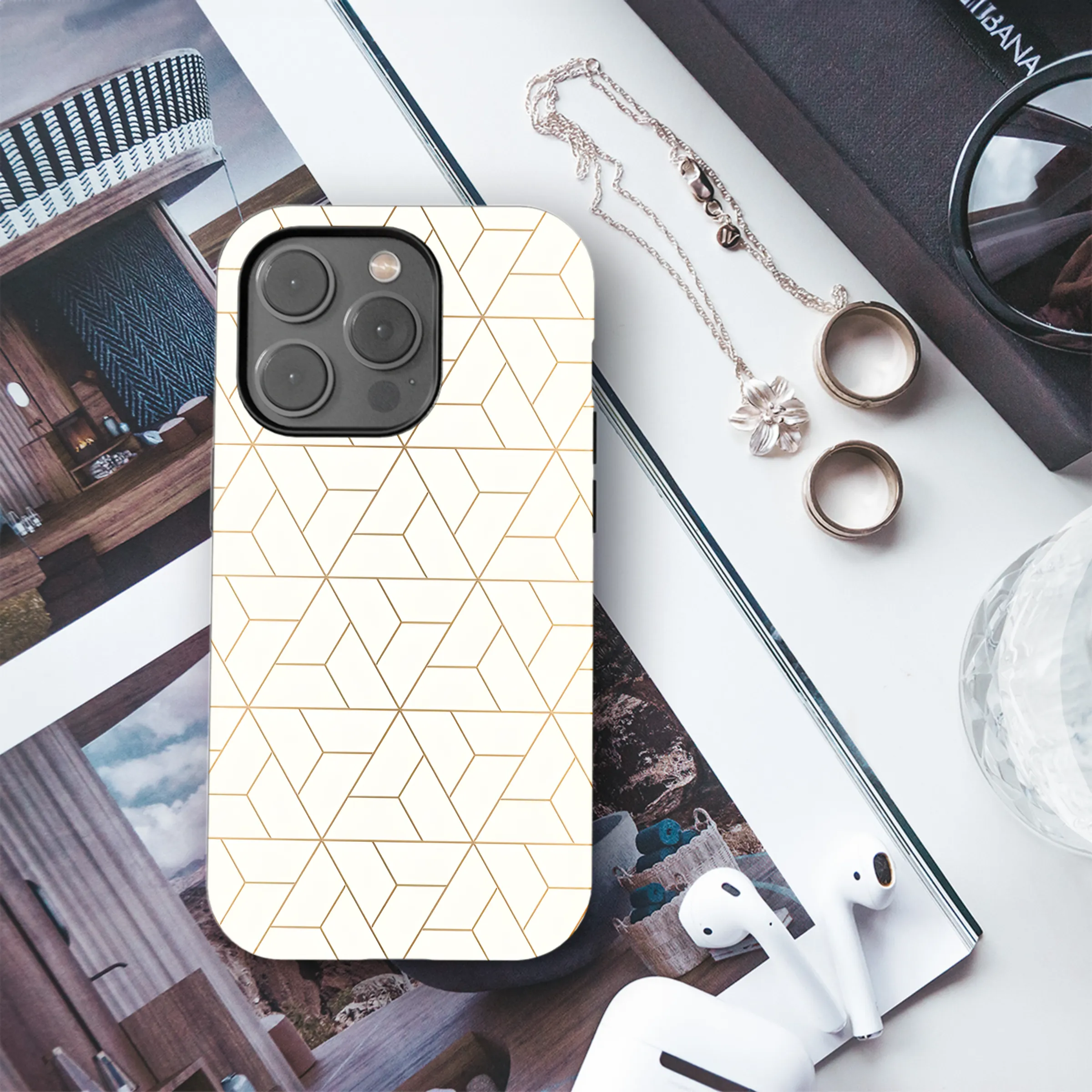 Hexagon Grid Line Triangle Phone Case iPhone Samsung Cover Pixel 3658