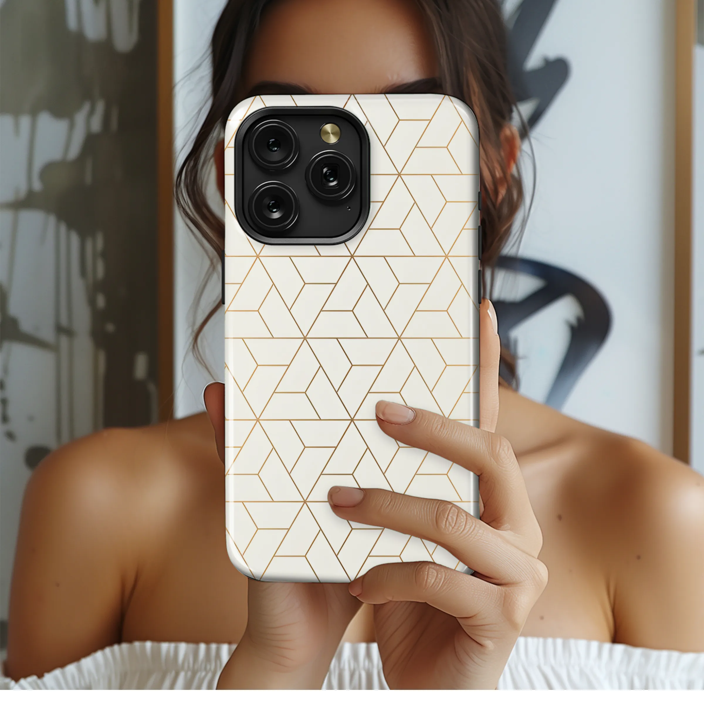 Hexagon Grid Line Triangle Phone Case iPhone Samsung Cover Pixel 3658