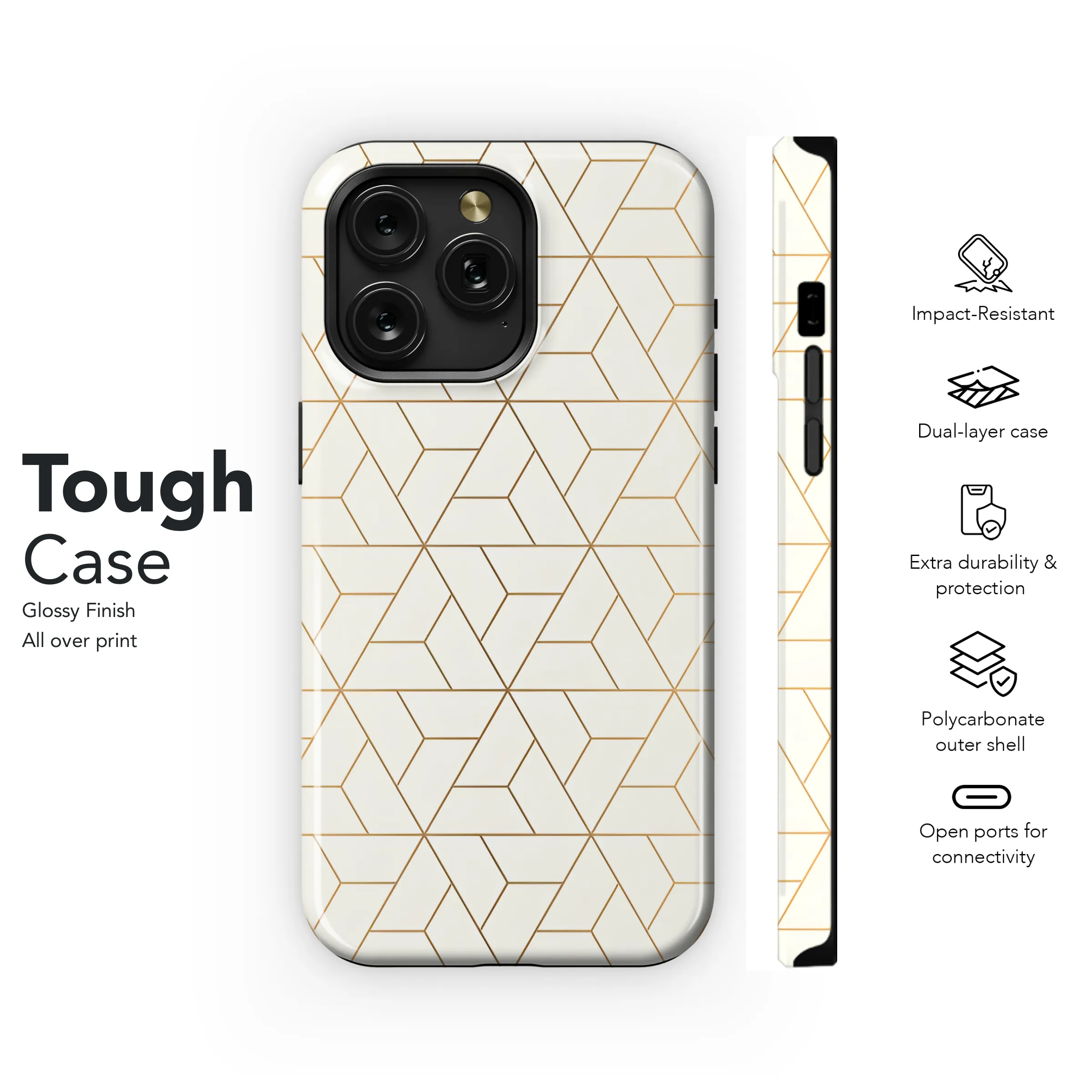 Hexagon Grid Line Triangle Phone Case iPhone Samsung Cover Pixel 3658