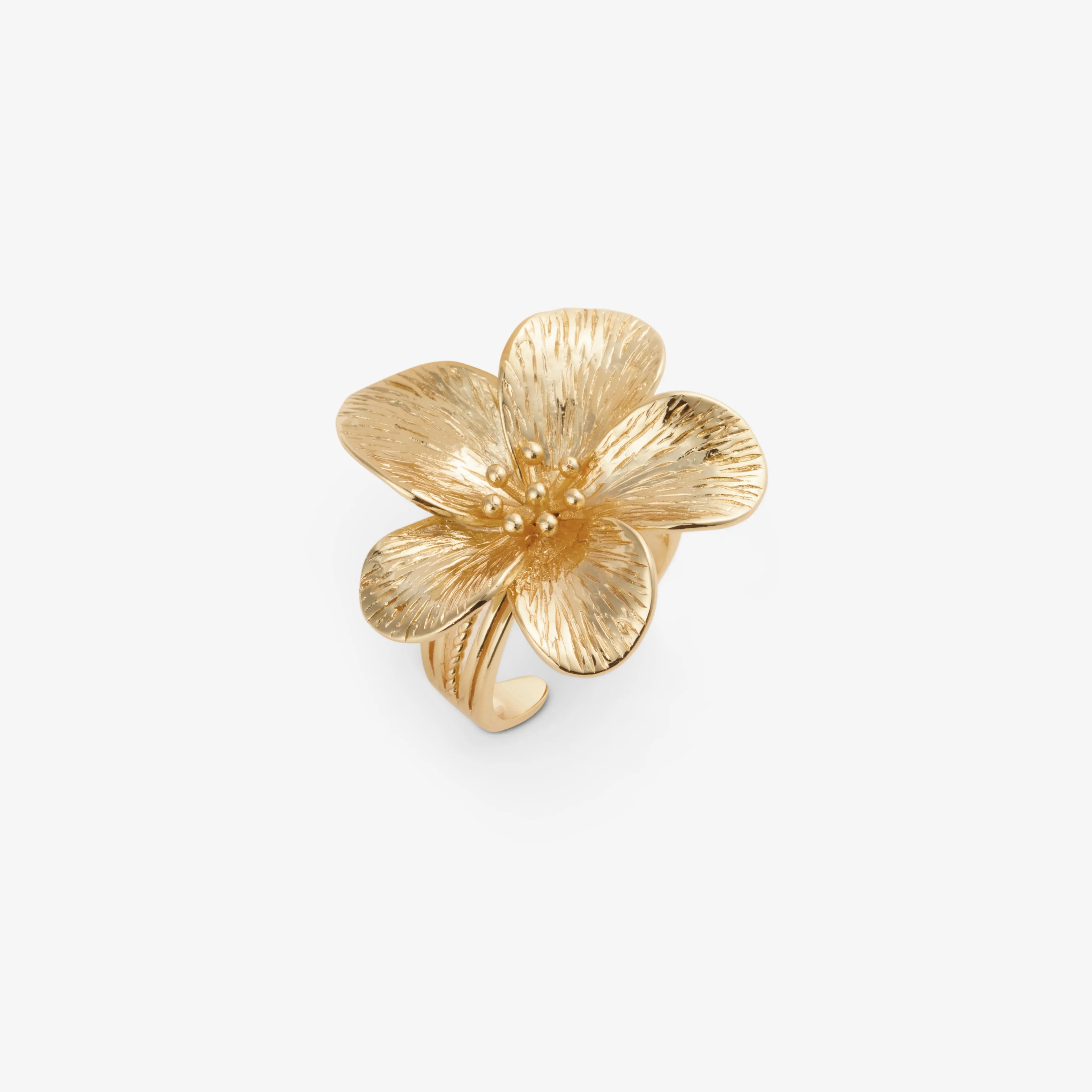 Large Gold Flower Ring - Elegant Floral Statement Jewelry