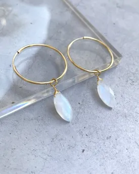 Moonstone Marquise-cut Hoops