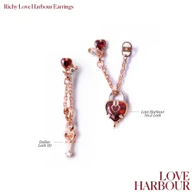 Richy Love Harbour Earrings [Red gems/Pink gold]