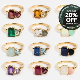 Solid Gold Toi et Moi Colorful Gemstone Ring