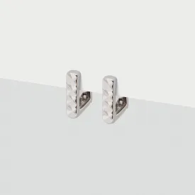 Squared Silver Huggie Hoops