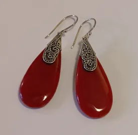 Tsunami Drop Earrings in Sterling Silver with Coralite