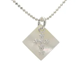 Sterling Silver Diamond Shell with Plumeria Cross Pendant (Chain Sold Separately)