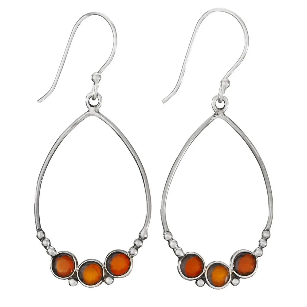 Sterling Silver Earrings ~ Carnelian Oval