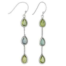 Sterling Silver Earrings ~ Rainchain Peridot & Apatite