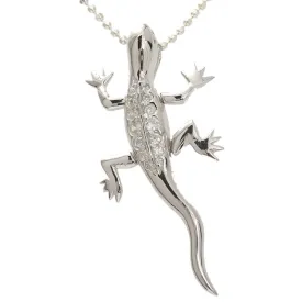 Sterling Silver Gecko with CZ Pendant (Chain Sold Separately)