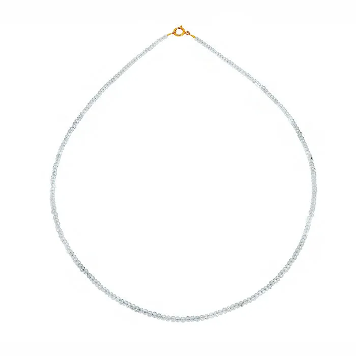 Sterling Silver Gold Plated White Topaz Bead Necklace