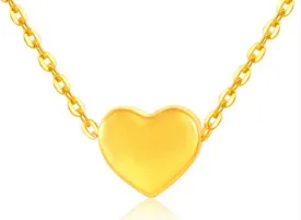 TAKA Jewellery 999 Pure Gold Heart Pendant with 9K Gold Chain